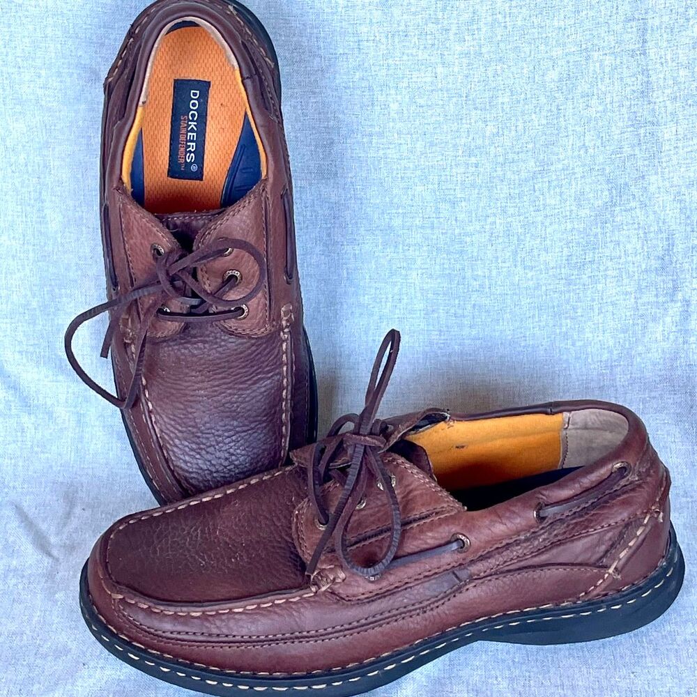Dockers Stain Defender Brown Leather Boat Shoes Moc Toe Men's Size 10M